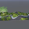 Courtyard Garden Design With Winding Path Green Plants And Stones