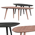 Modern Wooden Coffee Tables With Herringbone Pattern Top And Sleek Slim Legs