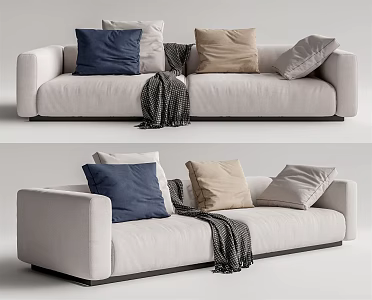 Modern double sofa multiplayer sofa 3d model