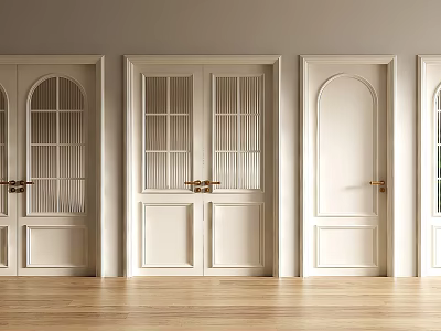 White Double Doors With Various Classic Designs For Interior Spaces 3d model