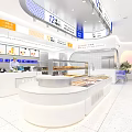 Modern Dessert Shop Interior With Display Counter Fresh Pastries On Shelves And Price Tags