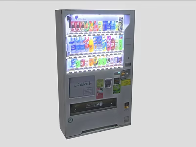 Commercial Vending Machine with Colorful Bottled Drinks Display Screen and Payment Options 3d model