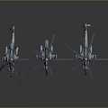 Three Space Exploration Aerospace Helicopter Models With Metallic Texture And Gray Background