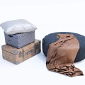 Modern Box Lazy Sofa Round Sofa Stool Low Stool Blanket Pillow Box Luggage Cloth Blanket 3d model