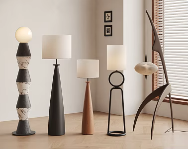 Antique Style Floor Lamp Bamboo Lamp Fabric Floor Lamp Wooden Floor Lamp Fishing Lamp Silent Style 3d model