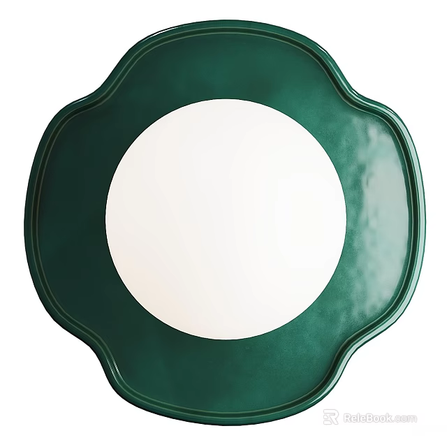 Green Scalloped Edge Wall Lamp With White Light For Modern Home Decor 3d model 