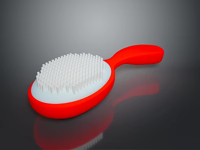 Red Body White Bristles Oval Shaped Household Cleaning Brush For Daily Use 3d model