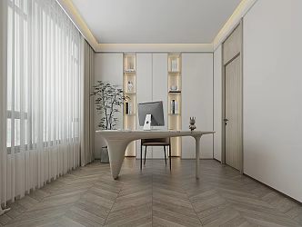 Modern Study Simple Bookcase 3d model