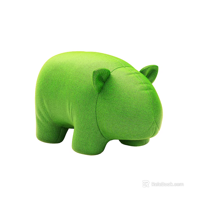 Green Plush Hippo Stuffed Toy With Soft Texture And Adorable Design 3d model 