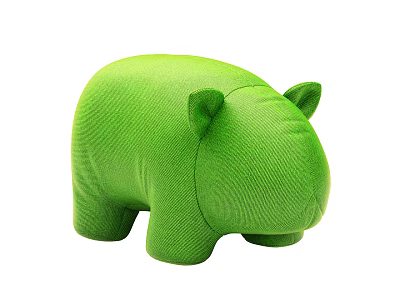 Green Plush Hippo Stuffed Toy With Soft Texture And Adorable Design 3d model
