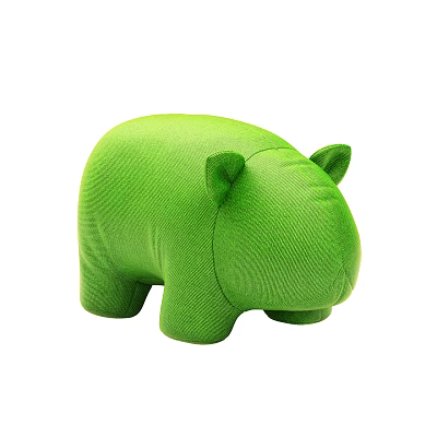 Green Plush Hippo Stuffed Toy With Soft Texture And Adorable Design 3d model