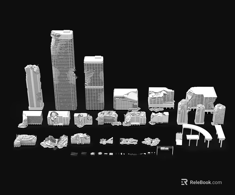 Various Styles Office Building Models With Diverse Architectural Designs And Structures 3d model 