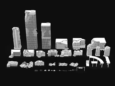 Various Styles Office Building Models With Diverse Architectural Designs And Structures 3d model