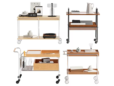 Mobile Side Tables Various Styles With Wooden And Metal Frames For Living Room 3d model