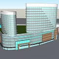 Modern Commercial Complex Featuring Curved High Rise Towers Glass Curtain Walls And Low Rise Sections