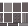 Decorative Wall Panels Featuring Various Textured Striped Perforated And Grid Designs 3d model