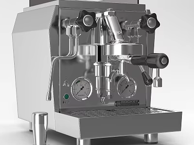 Stainless Steel Espresso Coffee Machine For Kitchen With Control Panel Gauges And Cup 3d model