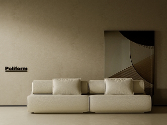 Modern cream style double sofa 3d model