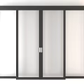 Modern Interior Sliding Door With Black Frame And Glass Panel 3d model