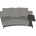 Modern Interlocking Pattern Chaise Lounge With Accent Pillows Sleek Metal Legs And Small Side Table 3d model