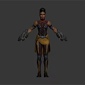 Vibrant Tribal Game Movie Character With Yellow Apron And Armored Gloves Design