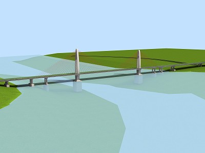 Modern Bridge Cable Bridge 3d model