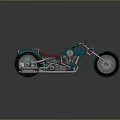 Custom Blue Cruiser Motorcycle With Brown Leather Seat And Chrome Exhaust Pipes