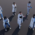Group of Medical Professionals Wearing Lab Coats Face Masks And Holding Clipboards