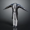 Stylish Black Leather Coat With White Shirt Black Tie White Pants And Black Shoes