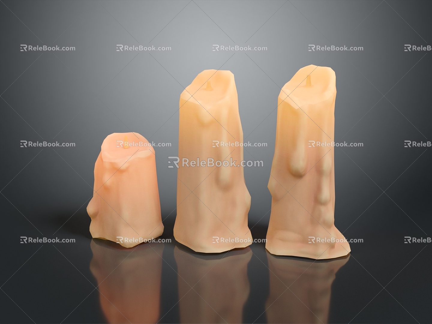 Candle Lighting Supplies Red Candle White Candle Candle Dinner Realistic 3d model