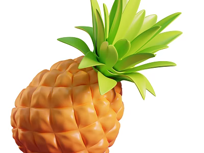Fresh Ripe Pineapple With Vibrant Orange Skin And Green Leafy Top 3d model