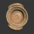 Textured Orange Bowl Shaped Sculpture Carving With Curved Edges And Dark Background