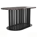 Elegant Modern Coffee Table With Marble Top And Black Metal Cylindrical Legs