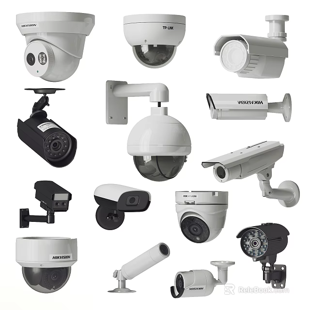 Various Security Cameras for Public Facilities Surveillance and Safety Systems 3d model 