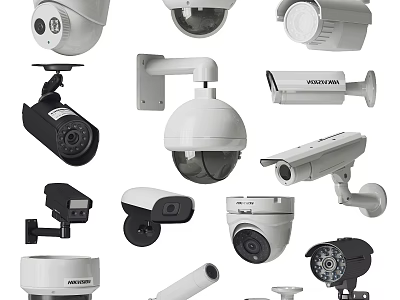 Various Security Cameras for Public Facilities Surveillance and Safety Systems 3d model