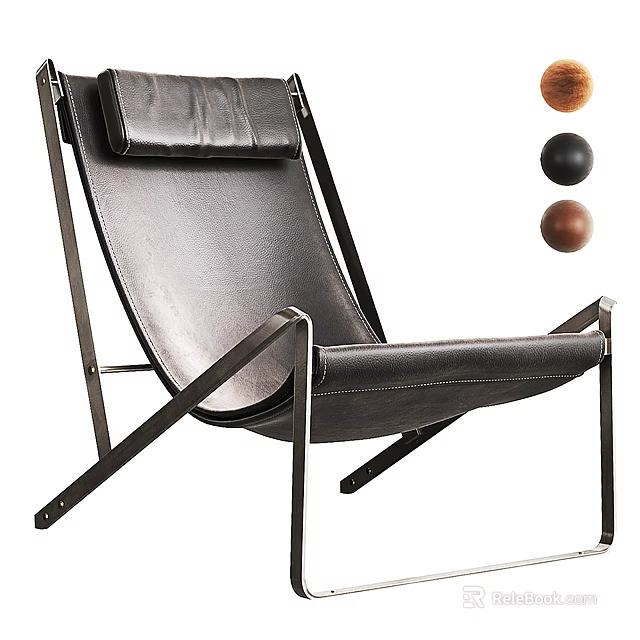 Modern Leather Leisure Chair With Metal Frame And Multiple Color Options Design 3d model 