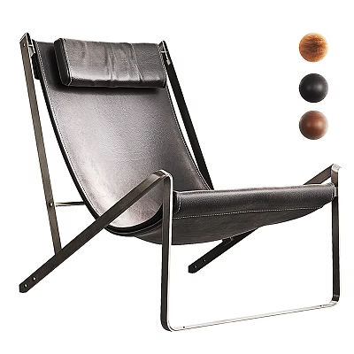 Modern Leather Leisure Chair With Metal Frame And Multiple Color Options Design 3d model