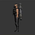 3D Tactical Soldier Character Model With Black Vest And Back Weapon