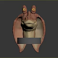 Game Movie Character 3D Model Pink Skin Yellow Eyes Open Mouth Reptilian Head Gray Base