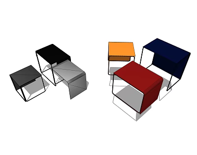 Modern Coffee Tables In Various Colors And Square Designs For Living Room 3d model
