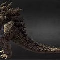 Giant Reptilian Monster Character with Spiked Back Sharp Claws and Scaly Skin