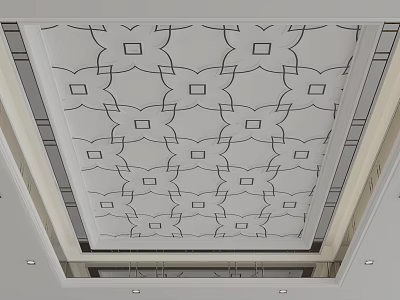 Modern Ceiling Design With Geometric Pattern And Black Lines On White Background 3d model
