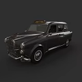Classic Black Vintage Taxi With Yellow Roof Sign And Retro Design