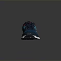 Stylish Navy Blue Running Sneakers With Mesh Upper Red Accents And White Sole