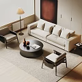 Quiet sofa tea table combination 3d model