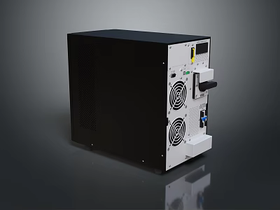 Computer Power Supply Unit With Black Enclosure White Panel Cooling Fans Interface Ports And Control Button 3d model