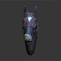 Horse Head with Brown Coat White Forelock and Yellow Nose in Bridle