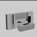 Modern Black Kitchen Cabinets With Marble Countertop Island And Built-in Appliances