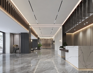 Modern lobby hotel lobby 3d model