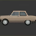 Light Brown Classic Four Door Car With Round Headlights White Wheels And Vintage Design